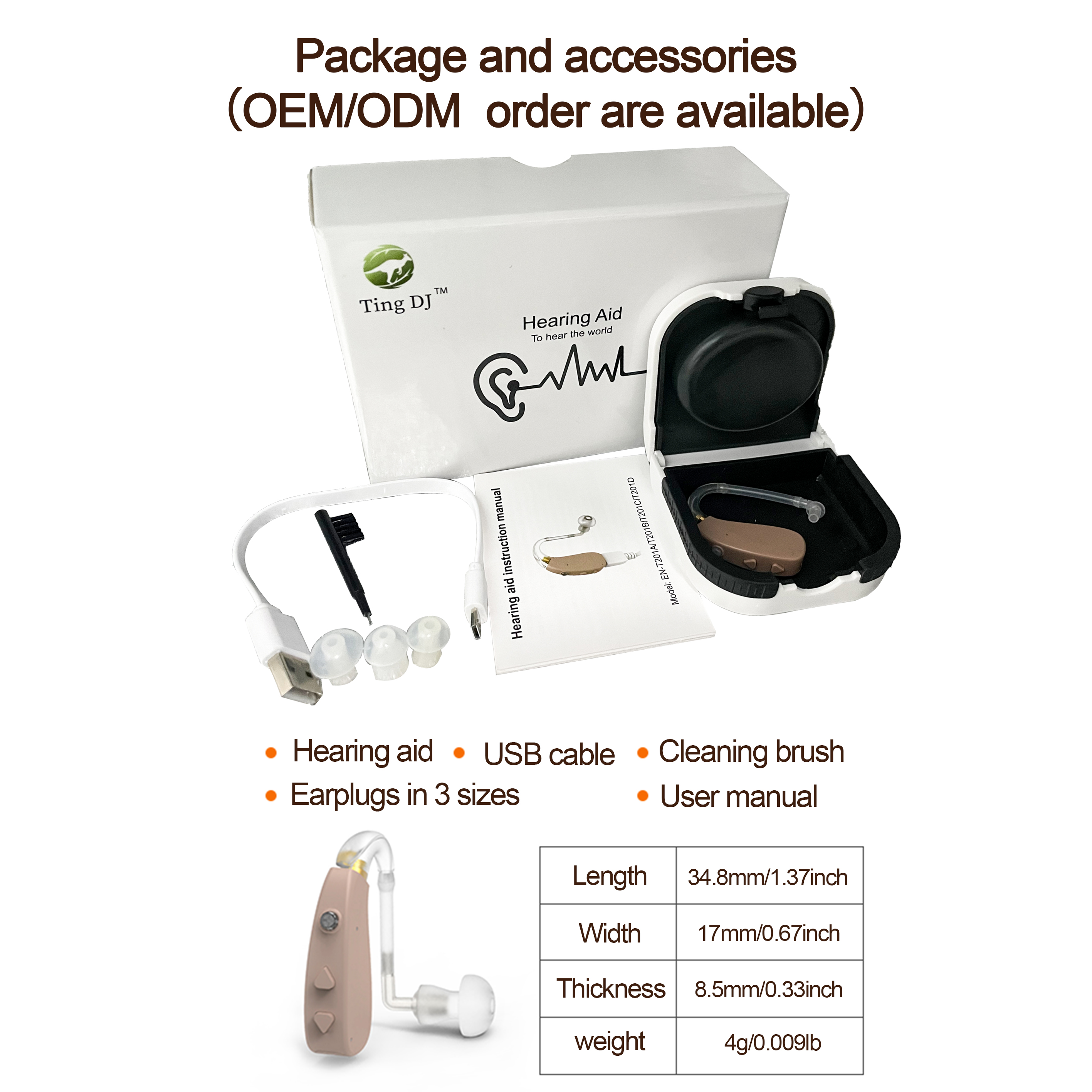 EN-T201 rechargeable hearing aid | ennohearingaid